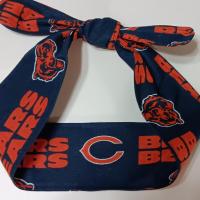 3” wide Chicago Bears headband, self tie, hair tie, pin up style, scarf, bandana, retro style, rockabilly, handmade