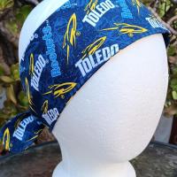 3” Wide University of Toledo Rockets headband, hair wrap, pin up, hair tie, neck scarf, retro, hat accessory, handmade