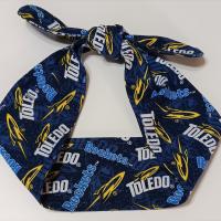 3” Wide University of Toledo Rockets headband, hair wrap, pin up, hair tie, neck scarf, retro, hat accessory, handmade
