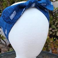 3” Wide NY Giants headband, hair wrap, handmade, pin up, hair tie, retro, rockabilly, New York Giants football