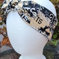 3” Wide New Orleans Saints headband, hair wrap, self tie, pin up style, scarf, bandana, retro style, rockabilly, Louisiana