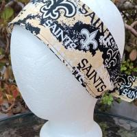 3” Wide New Orleans Saints hair tie, hair wrap, headband, pin up, self tie, scarf, neckerchief, retro, rockabilly