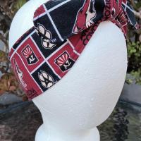 3” Wide Arizona Coyotes headband, self tie, hair wrap, pin up style, hair tie, retro style, rockabilly, handmade