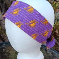 3” Wide Los Angeles Lakers headband, self tie, hair wrap, pin up style, hair tie, retro style, bandana, handmade