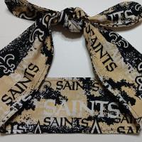 3” Wide New Orleans Saints hair tie, hair wrap, headband, pin up, self tie, scarf, neckerchief, retro, rockabilly