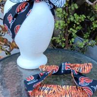 3” Wide Cincinnati Bengals & Tiger Stripe headband, hair wrap, head wrap, hair tie, pin up style, rockabilly, handmade