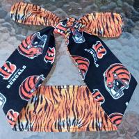 3” Wide Cincinnati Bengals & Tiger Stripe headband, hair wrap, head wrap, hair tie, pin up style, rockabilly, handmade