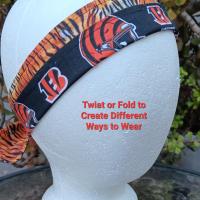 3” Wide Cincinnati Bengals & Tiger Stripe headband, hair wrap, head wrap, hair tie, pin up style, rockabilly, handmade