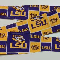 3” Wide Headband Made from LSU Licensed Fabric, self tie, hair wrap, pin up style, hair tie, scarf, retro, bandana, Louisiana