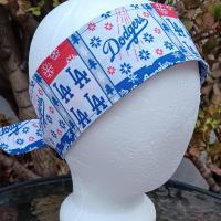 3” Wide LA Dodgers headband, self-tie, Christmas winter theme, handmade, hair tie, scarf, pin up style, hair wrap, retro style, rockabilly