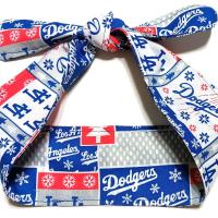 3” Wide LA Dodgers headband, self-tie, Christmas winter theme, handmade, hair tie, scarf, pin up style, hair wrap, retro style, rockabilly