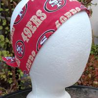 3” Wide San Francisco 49ers headband, handmade, Niners bandana, pin up style hair tie, retro style, rockabilly, head scarf, red or black