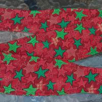 3” Wide Christmas Headband, Green & Red Stars, hair tie, hair wrap, pin up style, rockabilly style, retro style