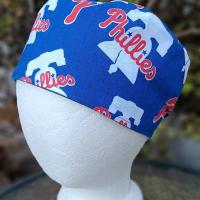 Tie Back, Reversible Philadelphia Phillies / Eagles scrub cap, skull cap for nurse, technician, welder, food service, biker, handmade