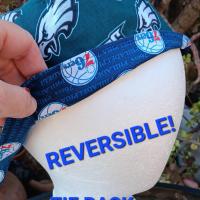 Tie Back, Reversible Philadelphia 76ers / Eagles scrub cap, skull cap for nurse, technician, welder, food service, biker, handmade