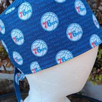 Tie Back, Reversible Philadelphia 76ers / Eagles scrub cap, skull cap for nurse, technician, welder, food service, biker, handmade