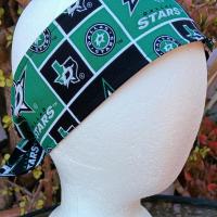 3” wide Dallas Stars head band, self tie, hair wrap, headband, hockey, pin up style, scarf, retro style, rockabilly, handmade