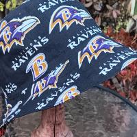 Baltimore Ravens Bucket Hat, Reversible to Black, Sizes up to 4XL, Handmade, fishing hat, ponytail hat, sun hat, floppy hat