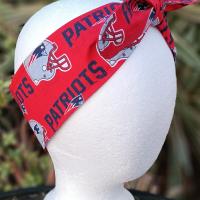 3” wide New England Patriots headband, hair tie, hair wrap, pin up style, self tie, scarf, rockabilly style, handmade