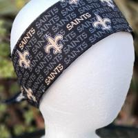 3” Wide New Orleans Saints headband, selft tie, hair wrap, pin up style, scarf, bandana, retro style, rockabilly, handmade, Louisiana, black