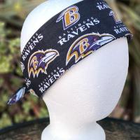 3” wide Baltimore Ravens headband, self tie, hair tie, hair wrap, pin up style, scarf, rockabilly style, handmade