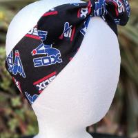 3” Wide Chicago White Sox Throwback Headband, self tie, hair wrap, pin up, hair tie, head wrap, retro style, rockabilly, top knot, handmade
