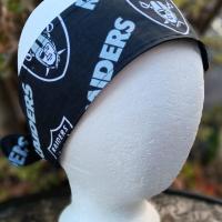 3” wide Las Vegas Raiders headband, self tie, hair wrap, hair tie, head wrap, pin up, scarf, retro, rockabilly, handmade