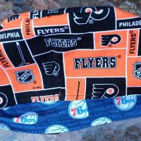 Toggle Cord Lock Reversible Philadelphia 76ers / Flyers scrub cap, adjustable, for nurse, dentist, technician, food service, handmade