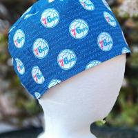 Toggle Cord Lock Reversible Philadelphia 76ers / Flyers scrub cap, adjustable, for nurse, dentist, technician, food service, handmade