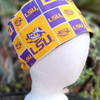 Toggle Cord Lock Reversible New Orleans Saints / LSU scrub cap, adjustable, for nurse, dentist, technician, food service, handmade