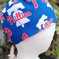 Toggle Cord Lock Reversible Philadelphia Phillies / Flyers scrub cap, adjustable, for nurse, dentist, technician, food service, handmade