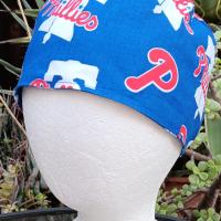 Toggle Cord Lock Reversible Philadelphia Phillies / 76ers scrub cap, adjustable, for nurse, dentist, technician, food service, handmade