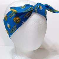 3” W Golden State Warriors headband, self tie, hair wrap, pin up style, scarf, retro style, rockabilly, GSW, handmade