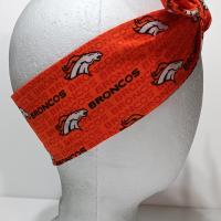 3” wide Denver Broncos headband, self tie, orange, hair tie, hair wrap, pin up style, scarf, rockabilly style, handmade