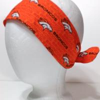 3” wide Denver Broncos headband, self tie, orange, hair tie, hair wrap, pin up style, scarf, rockabilly style, handmade