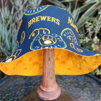 Milwaukee Brewers / Cheese Bucket Hat, Reversible, Sizes S-XXL, Cheesehead, Wisconsin, handmade, fishing hat, ponytail hat, floppy hat, adults or older children