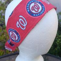 3” wide Washington Nationals headband, self tie, pin up style, scarf, retro style, bandana, rockabilly, baseball, handmade