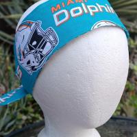 3” wide Miami Dolphins headband, self tie, hair tie, hair wrap, pin up style, scarf, rockabilly style, handmade