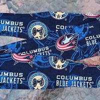 3” W Columbus Blue Jackets headband, self tie, hair wrap, pin up style, scarf, retro style, rockabilly, handmade