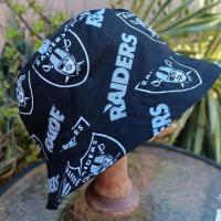 Las Vegas Raiders Bucket Hat, Handmade, Reversible to Black, Sizes up tp 4XL, Ponytail Option, summer hat, fishing hat, floppy hat