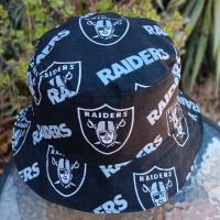 Las Vegas Raiders Bucket Hat, Handmade, Reversible to Black, Sizes up tp 4XL, Ponytail Option, summer hat, fishing hat, floppy hat