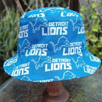 Detroit Lions Bucket Hat, Handmade, Reversible to Grey, Sizes up to 4XL, summer hat, fishing hat, sun hat, floppy hat, ponytail hat