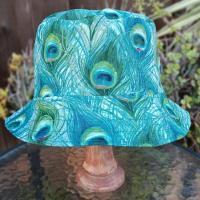 Peacock Feathers Bucket Hat, Unisex Sizes up to 4XL, Sun Hat, Floppy Hat, Summer Hat, Ponytail Hat