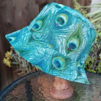 Peacock Feathers Bucket Hat, Unisex Sizes up to 4XL, Sun Hat, Floppy Hat, Summer Hat, Ponytail Hat