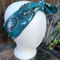 3” wide Philadelphia Eagles headband, self tie, hair wrap, hair tie, pin up, scarf, bandana