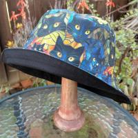 Black Cats Bucket Hat, Stained Glass Look, Reversible to Black, Sizes up to 4XL, sun hat, floppy hat, gift for cat lover, handmade