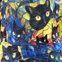 Black Cats Bucket Hat, Stained Glass Look, Reversible to Black, Sizes up to 4XL, sun hat, floppy hat, gift for cat lover, handmade