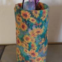 Sunflowers Upright Eyeglasses Holder, Handmade, Glasses Stand, Eyeglass Cup, Weighted Fabric Eyeglass Keeper, Floral Glasses Case