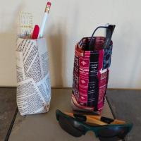 Book Theme Upright Eyeglasses Holder, Reading Glasses Stand, Eyeglasses Cup, Weighted Fabric Eyeglass Keeper, Book Lover Gift, Handmade