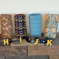 William Morris Upright Eyeglasses Holder, Reading Glasses Stand, Eyeglasses Cup, Weighted Fabric Eyeglass Keeper, Floral, May Morris, John Henry Deale